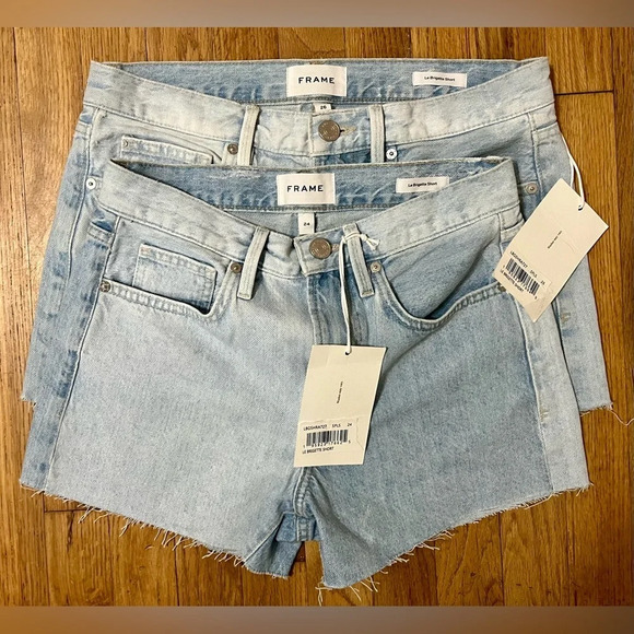 FRAME cut off raw hem Le Brigette Split screen shorts - Picture 7 of 7